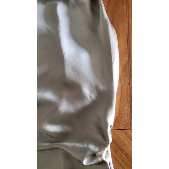 Zara Olive Green Satin Maxi Dress - Picture 13 of 13